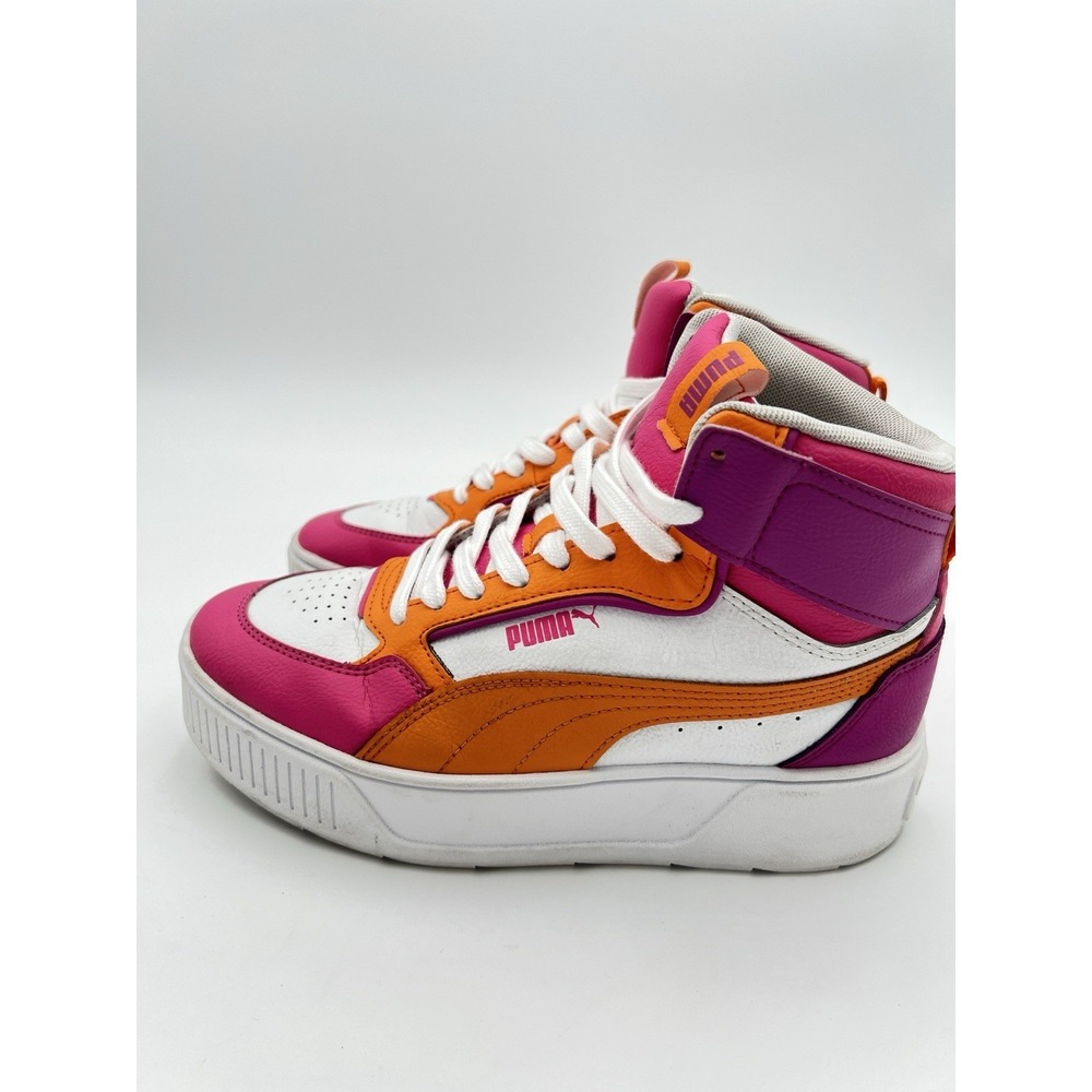 PUMA Carina Mid Women's White Pink Orange High Top Sneakers Size 8.5 - Picture 5 of 10